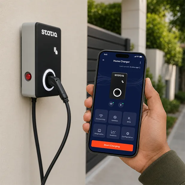 Driver starting a charging session from the Statiq app